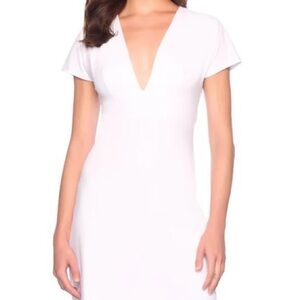 Susana Monaco White Plunging V-Neck Dress